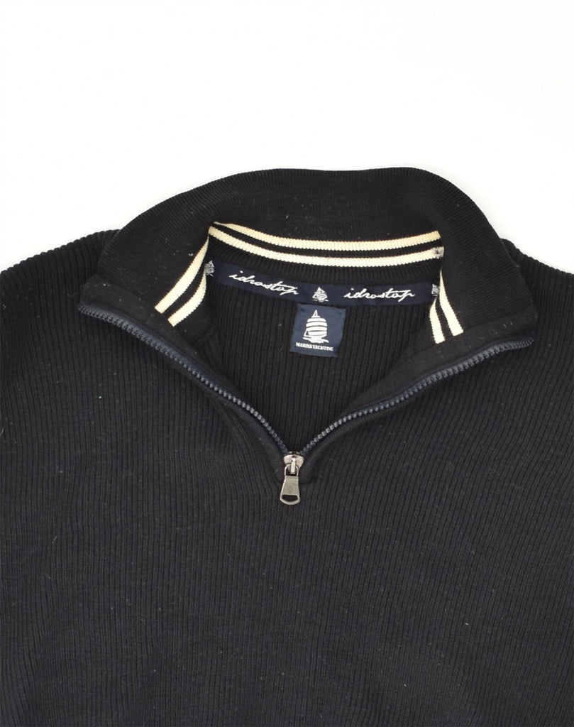 MARINA YACHTING Mens Zip Neck Jumper Sweater Medium Black New Wool | Vintage Marina Yachting | Thrift | Second-Hand Marina Yachting | Used Clothing | Messina Hembry 