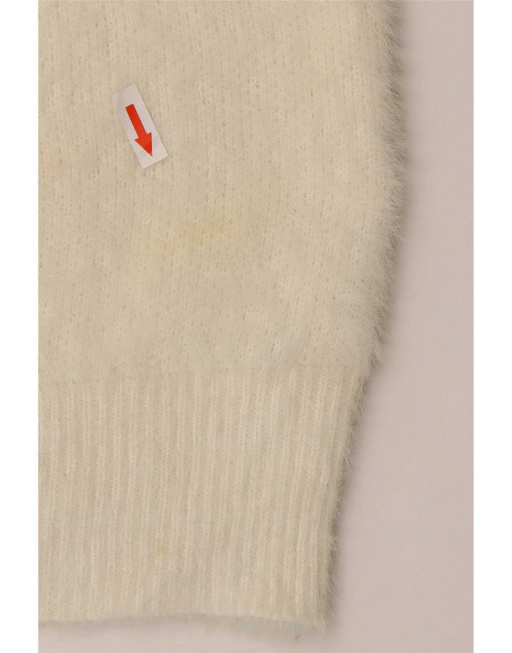 Marks & Spencer Womens V-Neck Jumper Sweater UK 16 Large Off White