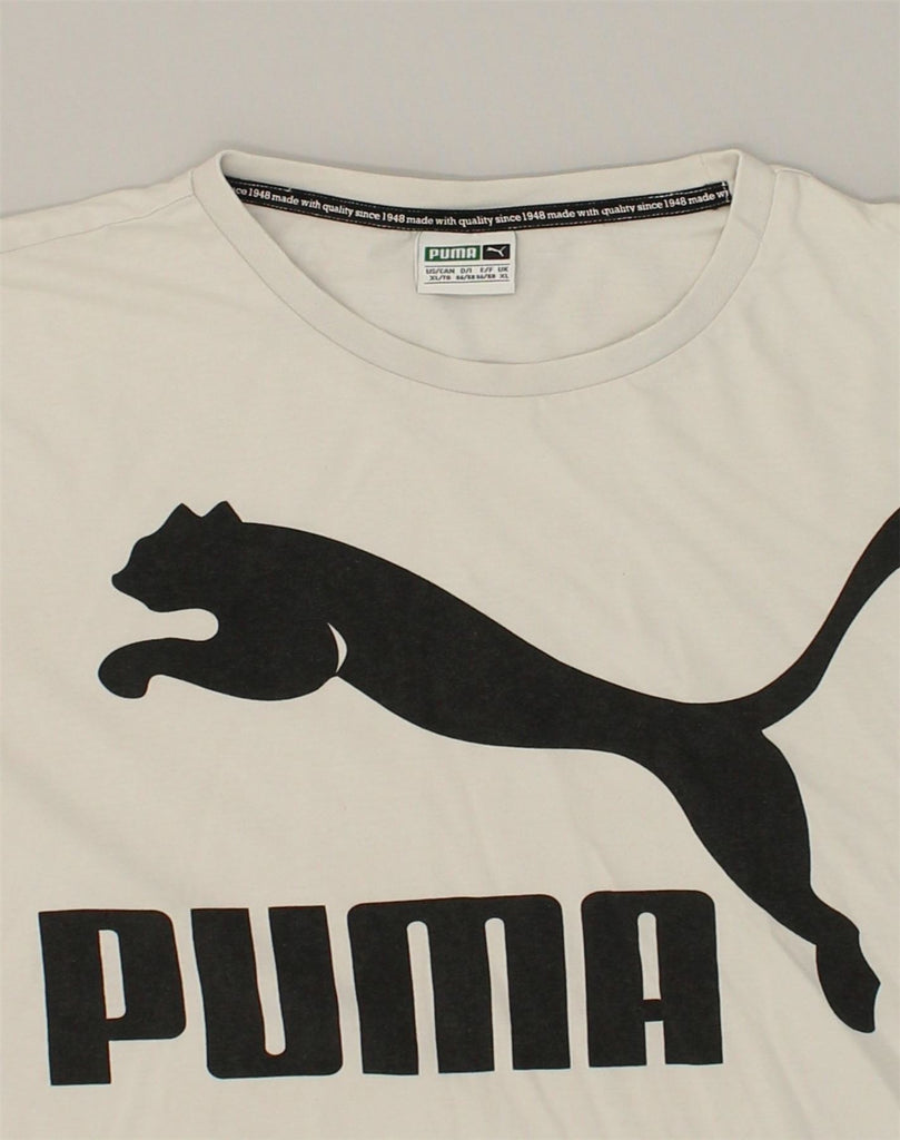 PUMA Mens Graphic T-Shirt Top XL Off White Cotton | Vintage Puma | Thrift | Second-Hand Puma | Used Clothing | Messina Hembry 