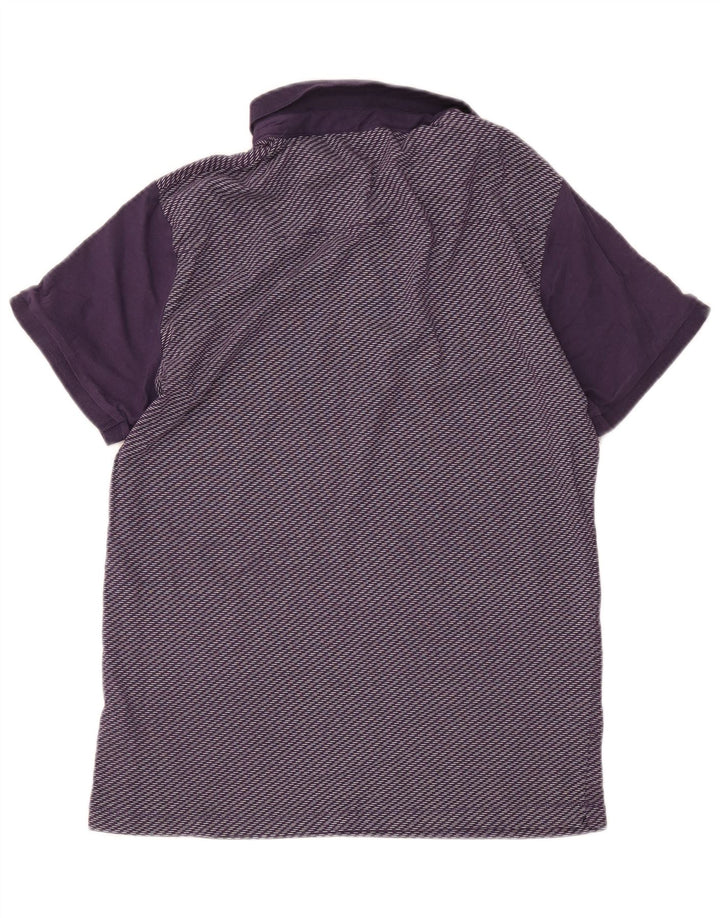 French Connection Mens Polo Shirt Large Purple Striped Cotton