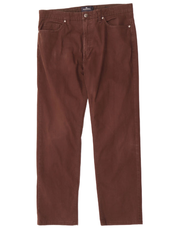 Marks & Spencer Mens Blue Harbour Tapered Casual Trousers W34 L29 Brown