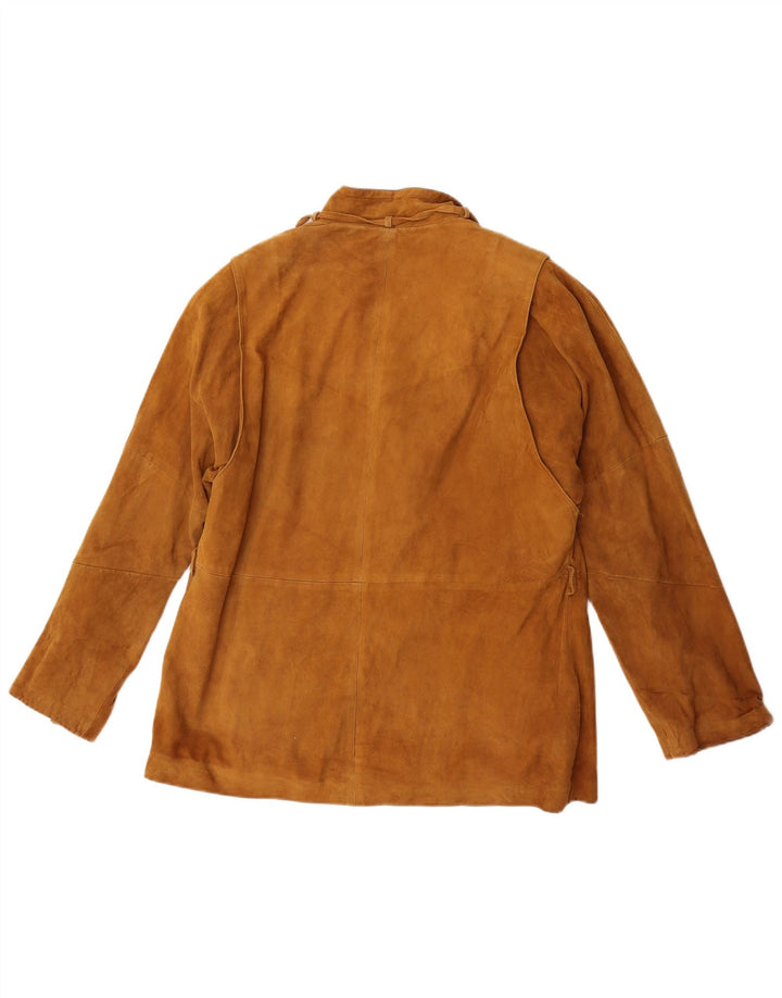 Vintage Womens 3 Button Suede Blazer Jacket IT 48 XL Brown Leather