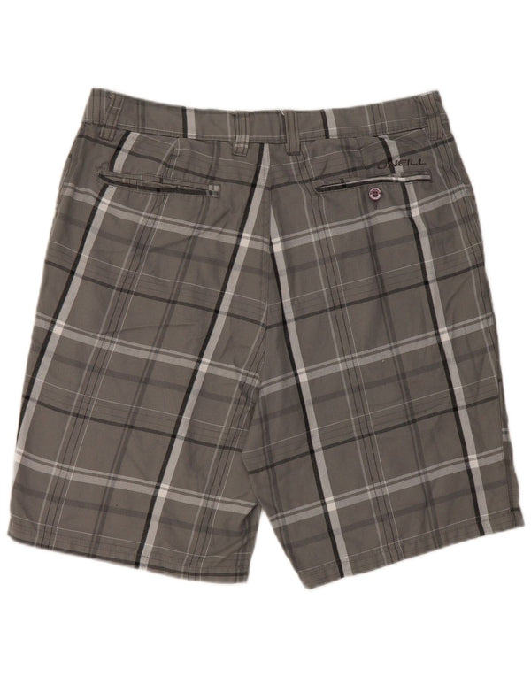 O'Neill Mens Chino Shorts W36 Large Grey Plaid Polyester