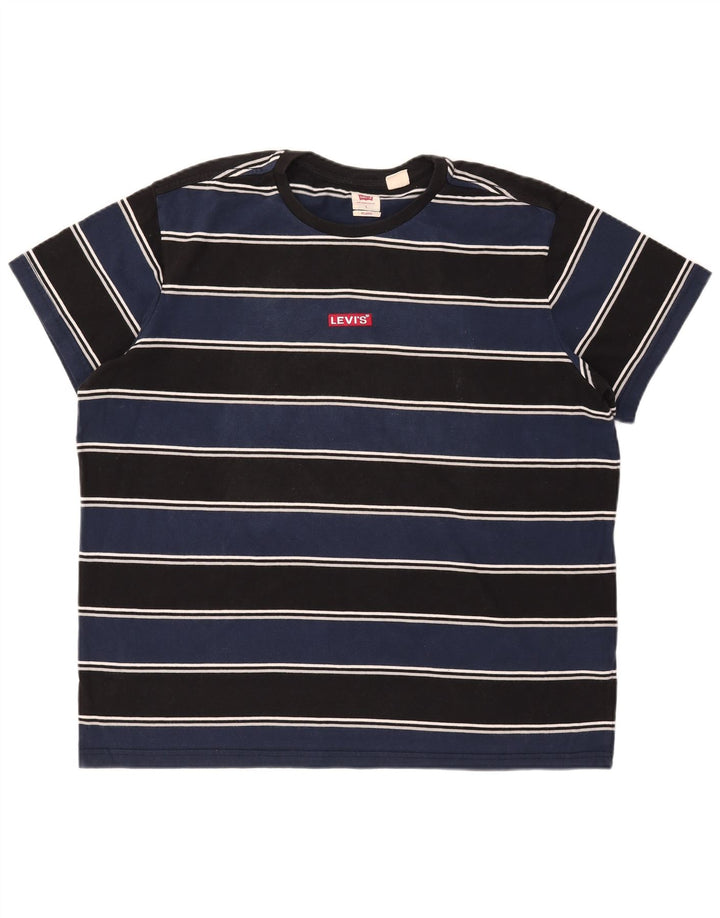 Levi's Mens T-Shirt Top Large Navy Blue Striped Cotton