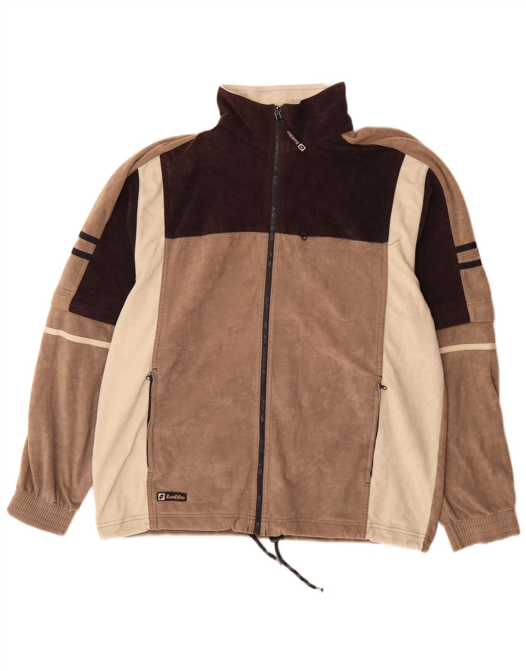 Lotto Mens Fleece Jacket UK 42/44 XL Brown Colourblock Polyester