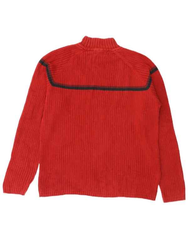 Liz Claiborne Mens Turtle Neck Jumper Sweater Large Red Striped Cotton