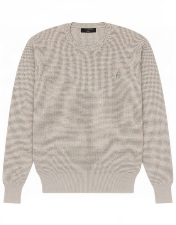 All Saints Mens Crew Neck Jumper Sweater Medium Grey Cotton