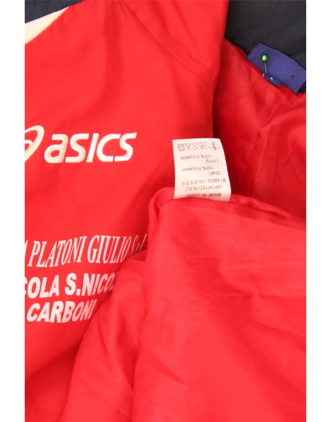 Asics Mens Graphic Windbreaker Jacket UK 40 Large Red Colourblock Polyester