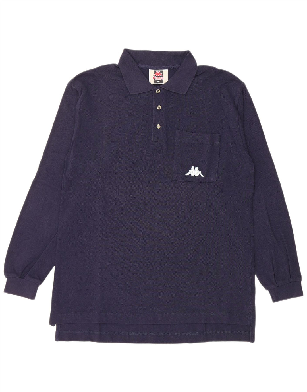 Kappa Mens Long Sleeve Polo Shirt Medium Navy Blue Cotton