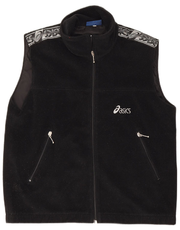 Asics Mens Graphic Fleece Gilet UK 40 Large Black Colourblock