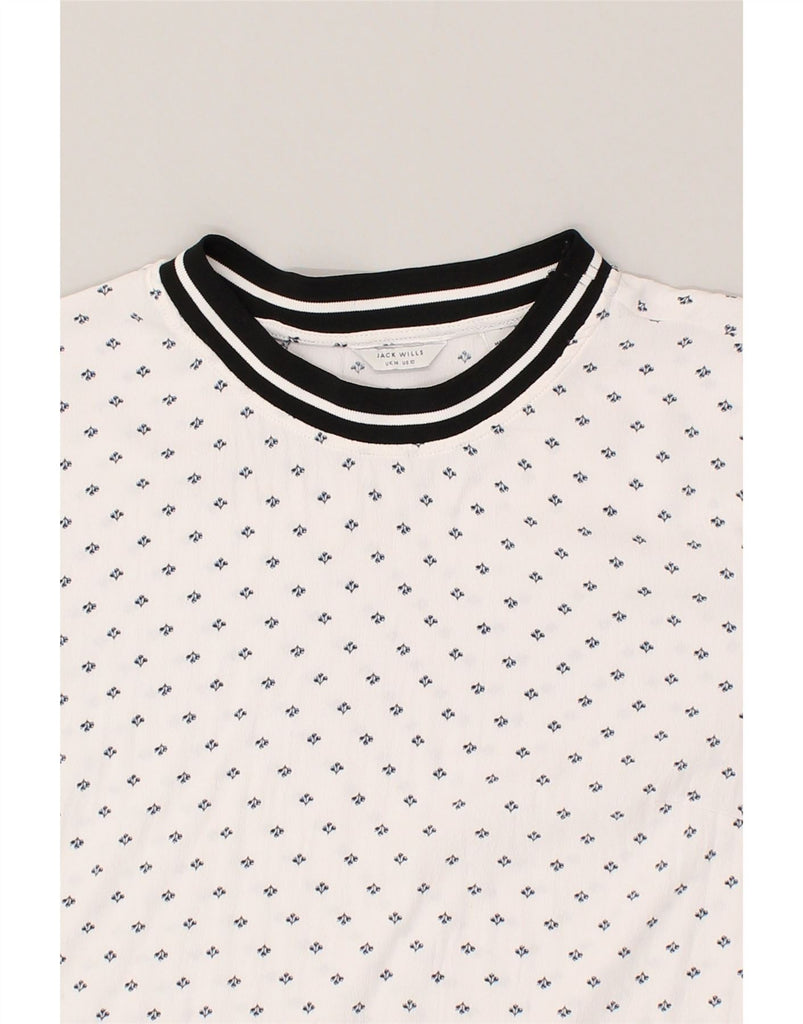 JACK WILLS Womens T-Shirt Top UK 14 Large  White Spotted Viscose | Vintage Jack Wills | Thrift | Second-Hand Jack Wills | Used Clothing | Messina Hembry 