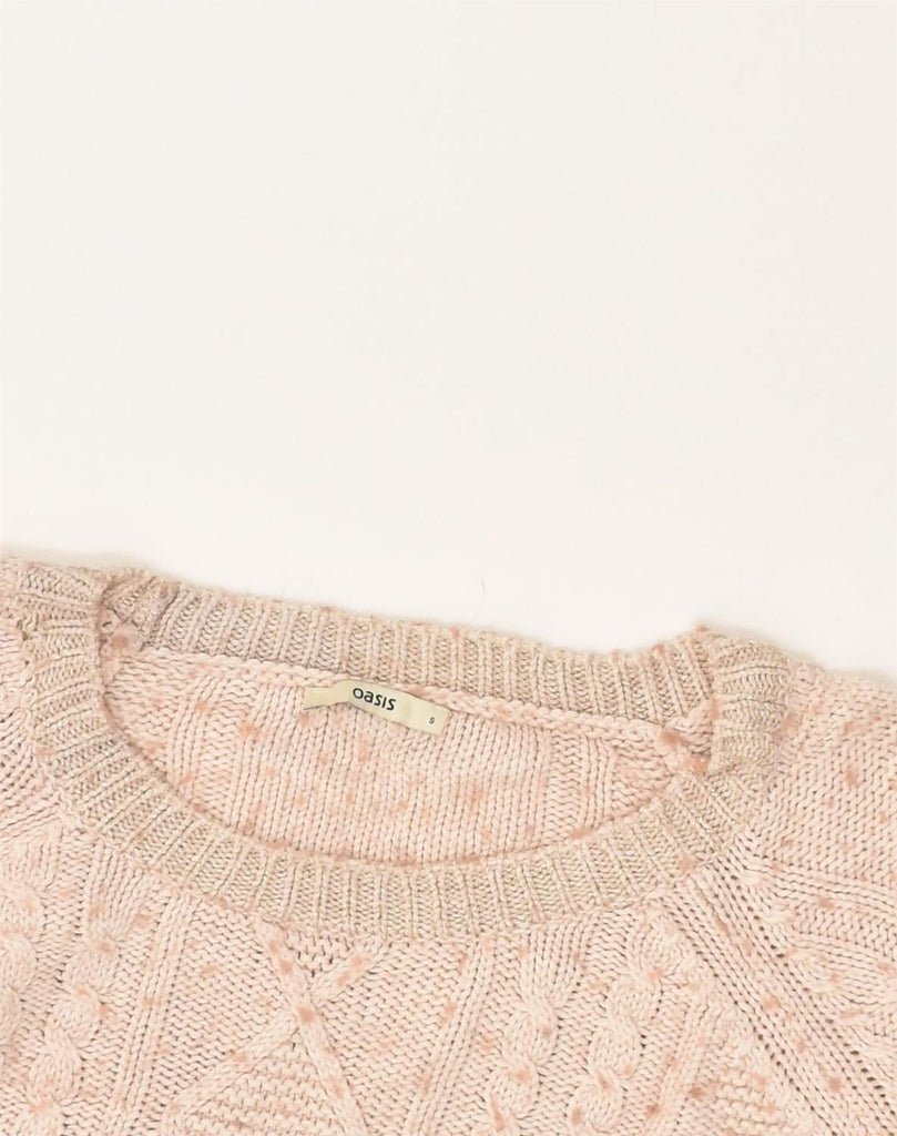 OASIS Womens Boat Neck Jumper Sweater UK 10 Small Beige Flecked Acrylic | Vintage Oasis | Thrift | Second-Hand Oasis | Used Clothing | Messina Hembry 