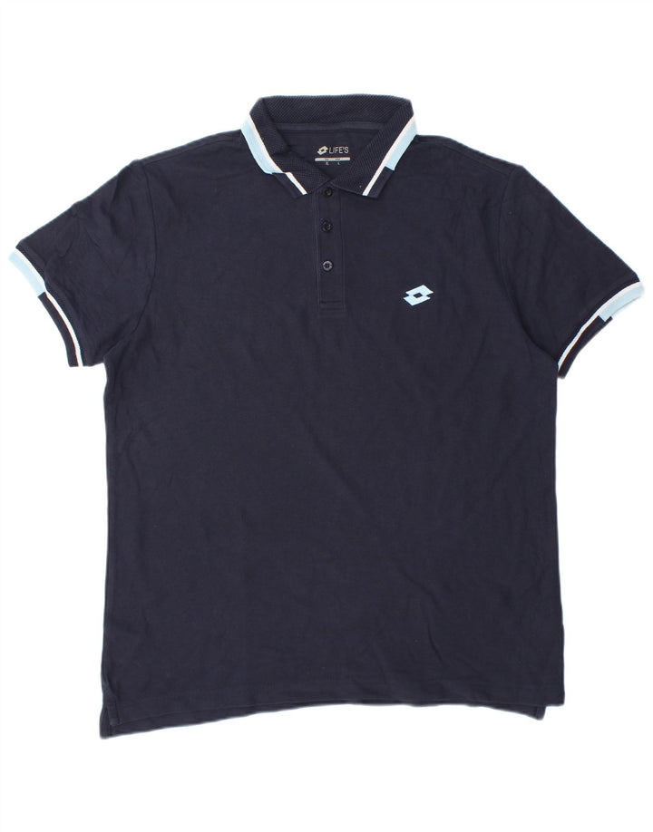 LOTTO Mens Life's Polo Shirt Large Navy Blue Cotton
