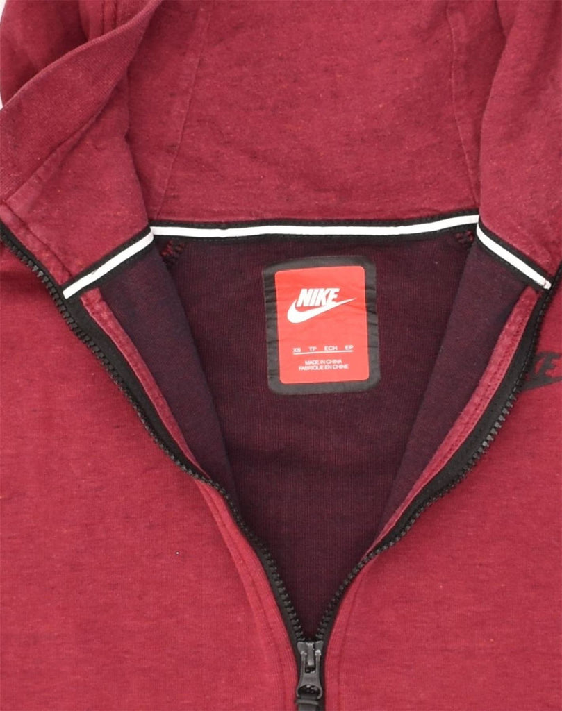 NIKE Mens Zip Hoodie Sweater XS Burgundy Cotton | Vintage Nike | Thrift | Second-Hand Nike | Used Clothing | Messina Hembry 