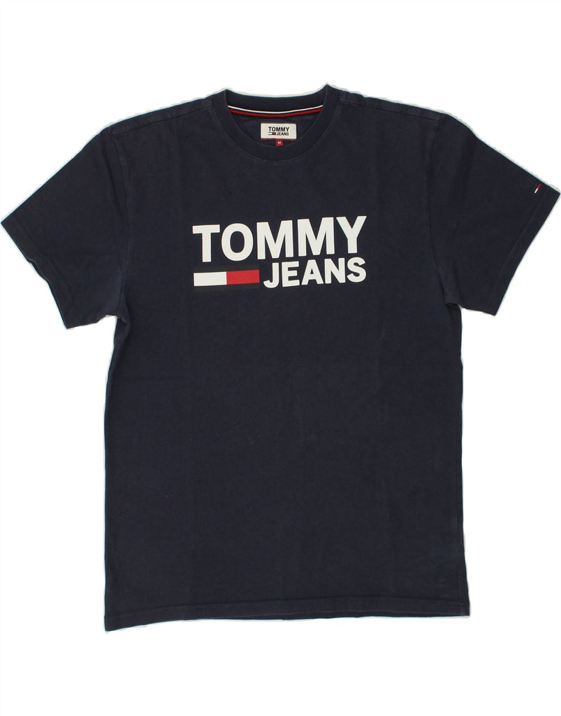 TOMMY HILFIGER Mens Graphic T-Shirt Top Medium Navy Blue Cotton | Vintage Tommy Hilfiger | Thrift | Second-Hand Tommy Hilfiger | Used Clothing | Messina Hembry 