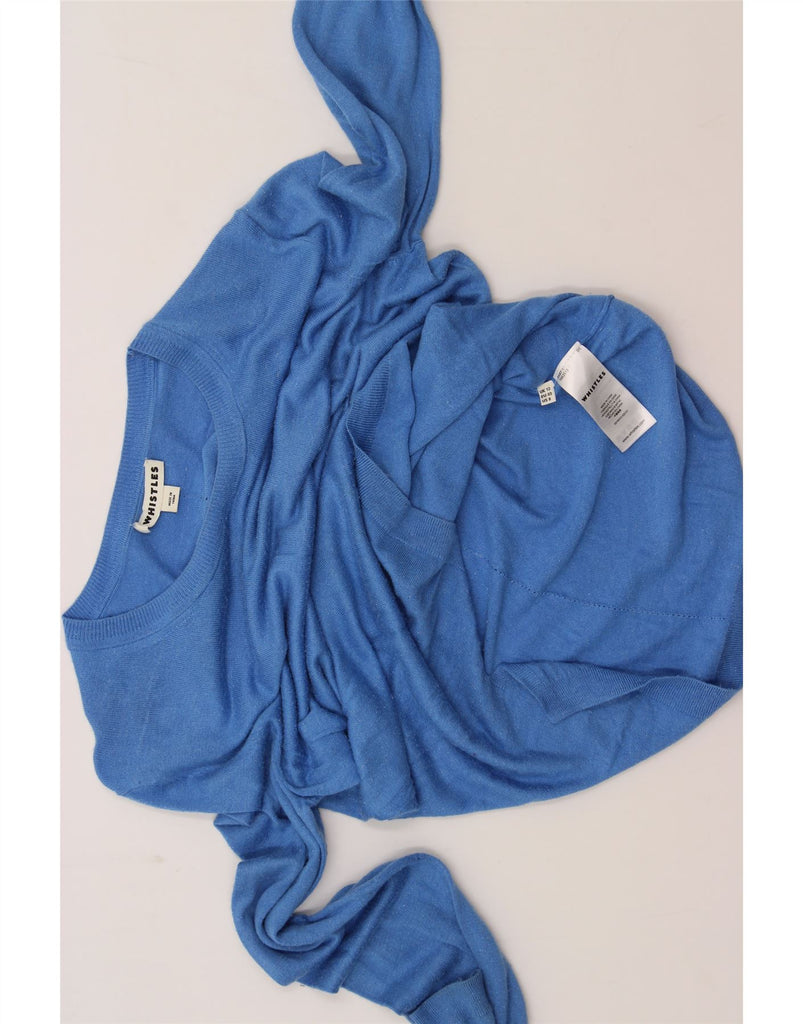 WHISTLES Womens Boat Neck Jumper Sweater UK 12 Medium Blue Viscose Vintage Whistles and Second-Hand Whistles from Messina Hembry 