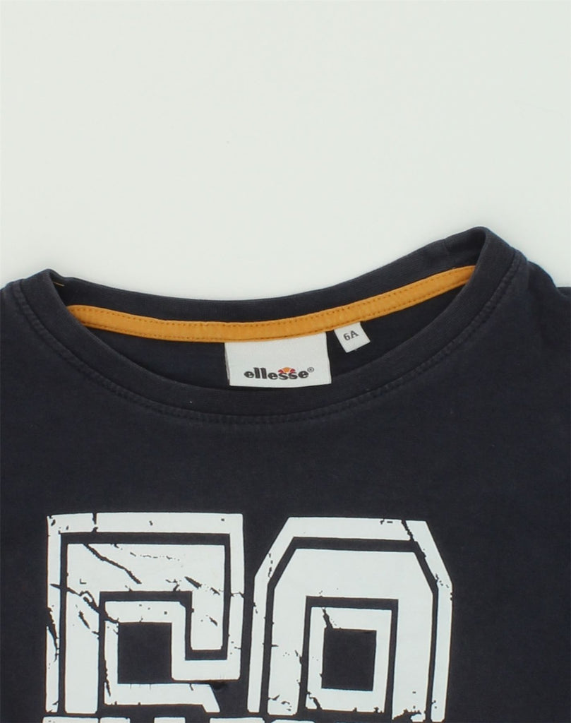 ELLESSE Boys Graphic Top Long Sleeve 5-6 Years Black Cotton | Vintage Ellesse | Thrift | Second-Hand Ellesse | Used Clothing | Messina Hembry 