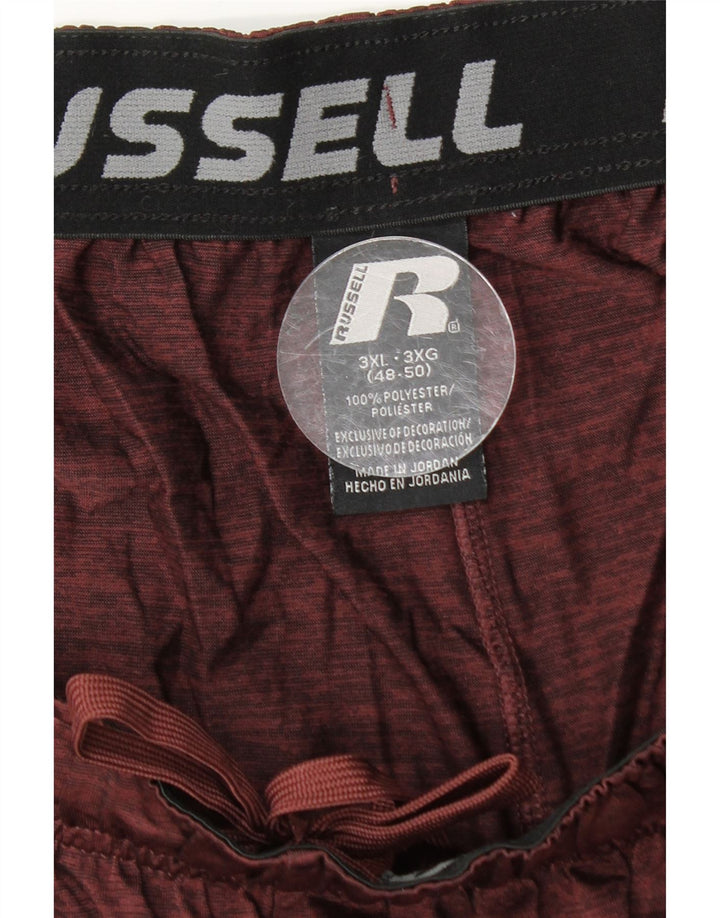 RUSSELL ATHLETIC Mens Dri-Power Sport Shorts 3XL  Maroon Colourblock