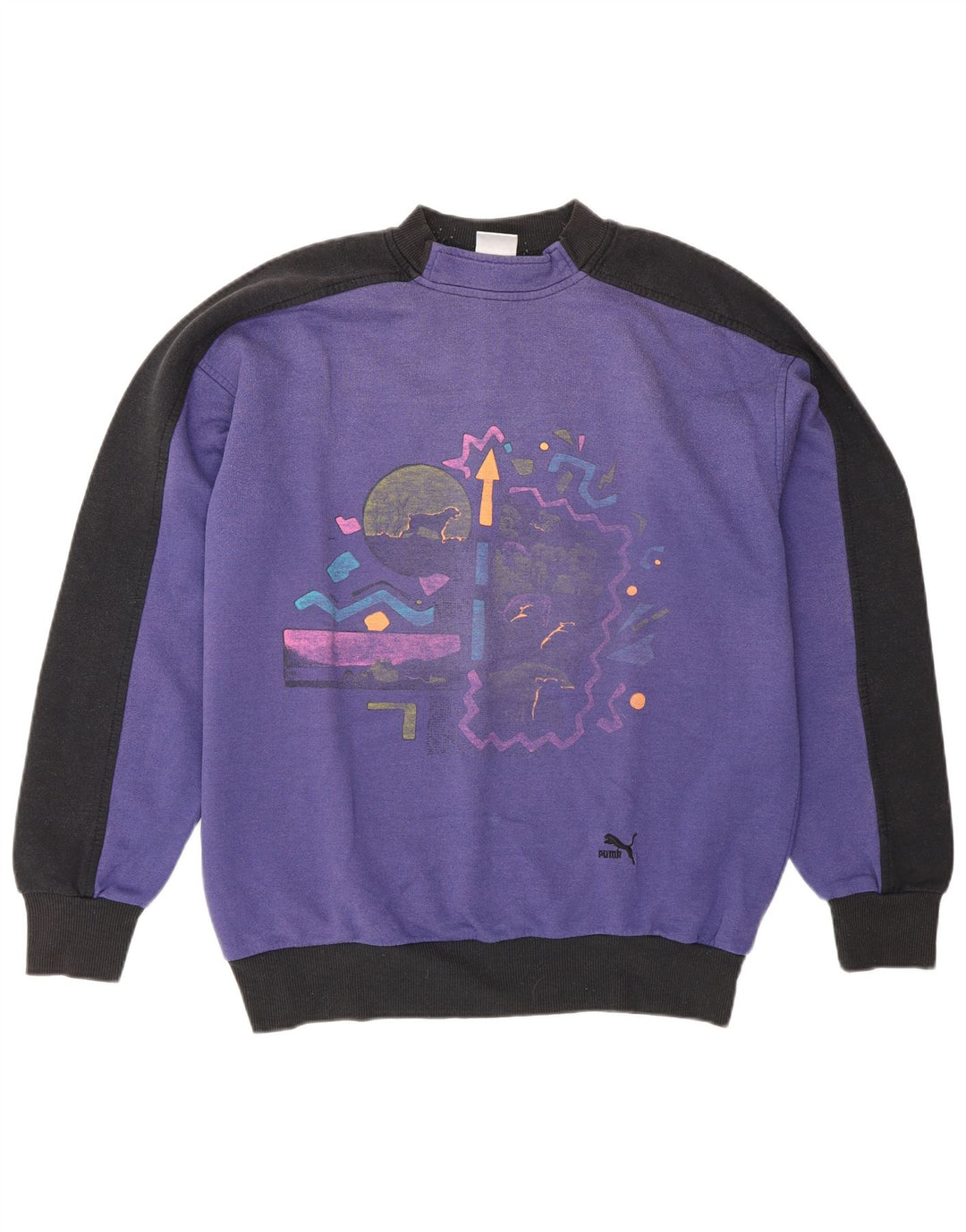 Puma Mens Graphic Sweatshirt Jumper Large Purple Colourblock