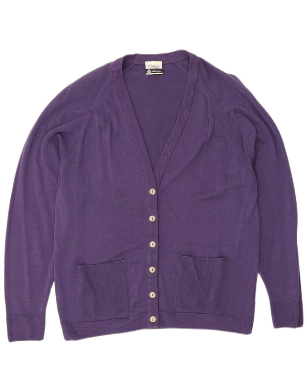 Classics Womens Cardigan Sweater UK 16 Large Purple Wool