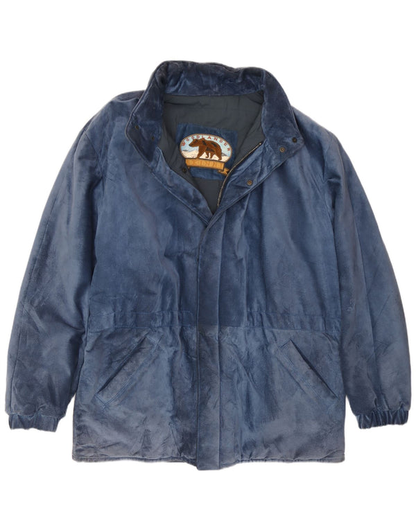 Vintage Mens Suede Jacket IT 50 Large Blue Modal