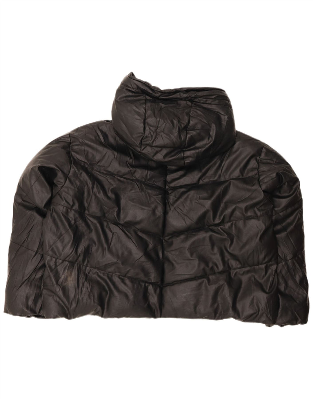Zara Womens Hooded Oversized Padded Jacket UK 20 2XL Black Polyurethane