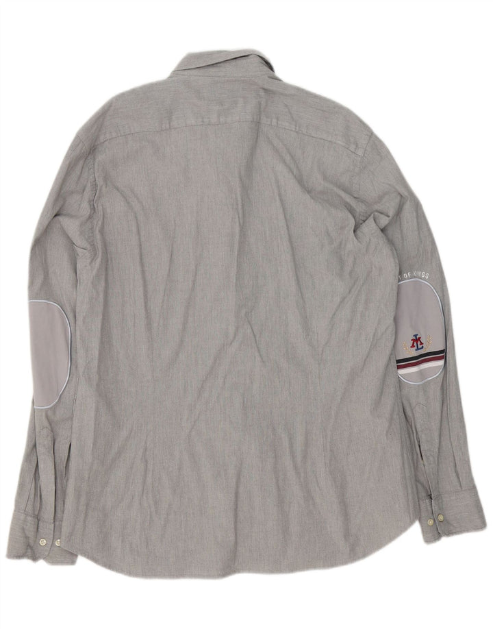 La Martina Mens Slim Fit Shirt 2XL Grey Cotton