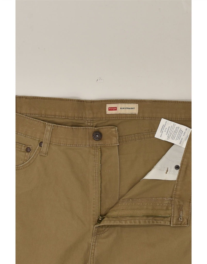 WRANGLER Mens Slim Straight Casual Trousers W36 L27 Khaki Cotton | Vintage Wrangler | Thrift | Second-Hand Wrangler | Used Clothing | Messina Hembry 