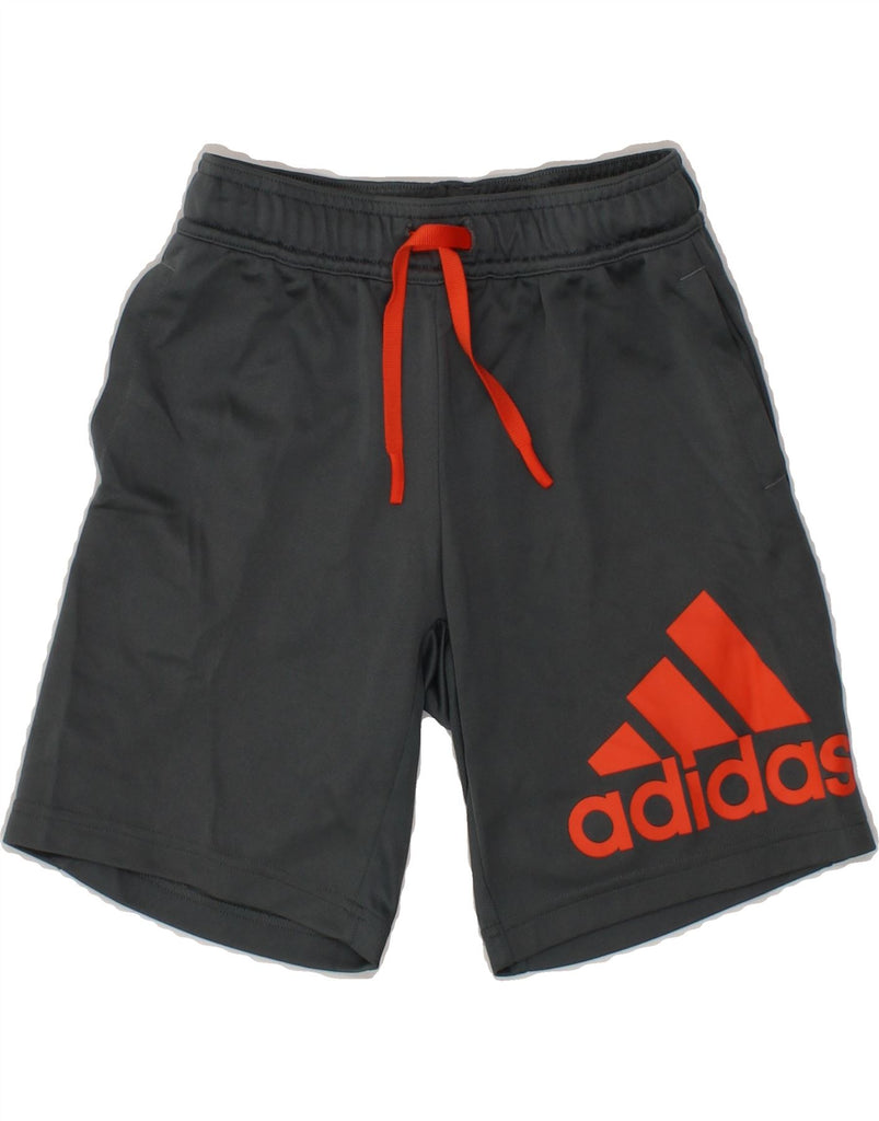 ADIDAS Boys Aeroready Graphic Sport Shorts 9-10 Years  Grey Polyester Vintage Adidas and Second-Hand Adidas from Messina Hembry 