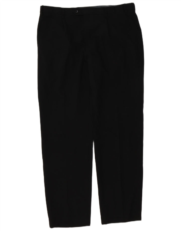 Marks & Spencer Mens Straight Suit Trousers W38 L33 Black Polyester