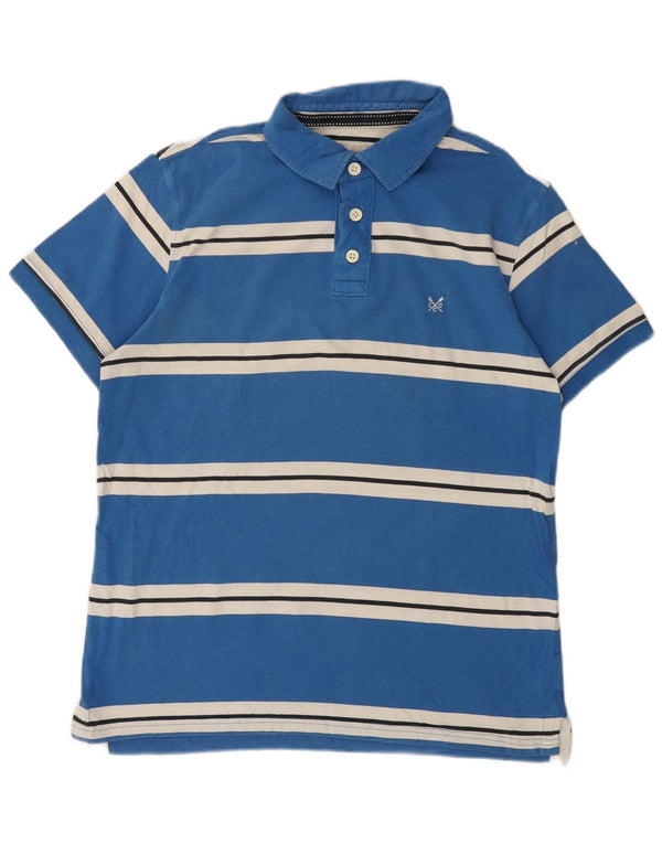 Crew Clothing Mens Polo Shirt Large Blue Striped Cotton