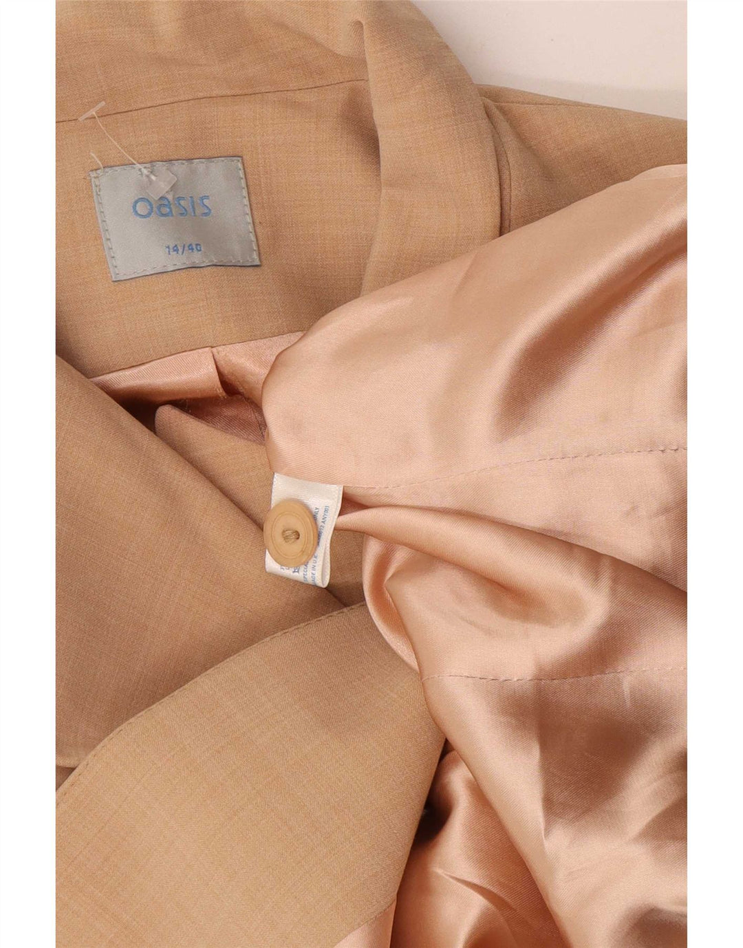 Oasis Womens 1 Button Blazer Jacket UK 14 Medium Beige Polyester