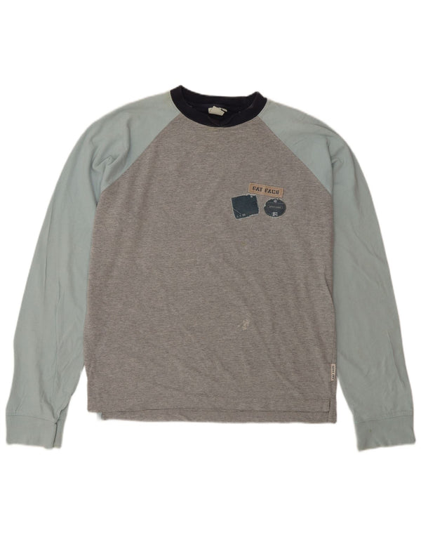 Fat Face Mens Top Long Sleeve Medium Grey Colourblock Cotton