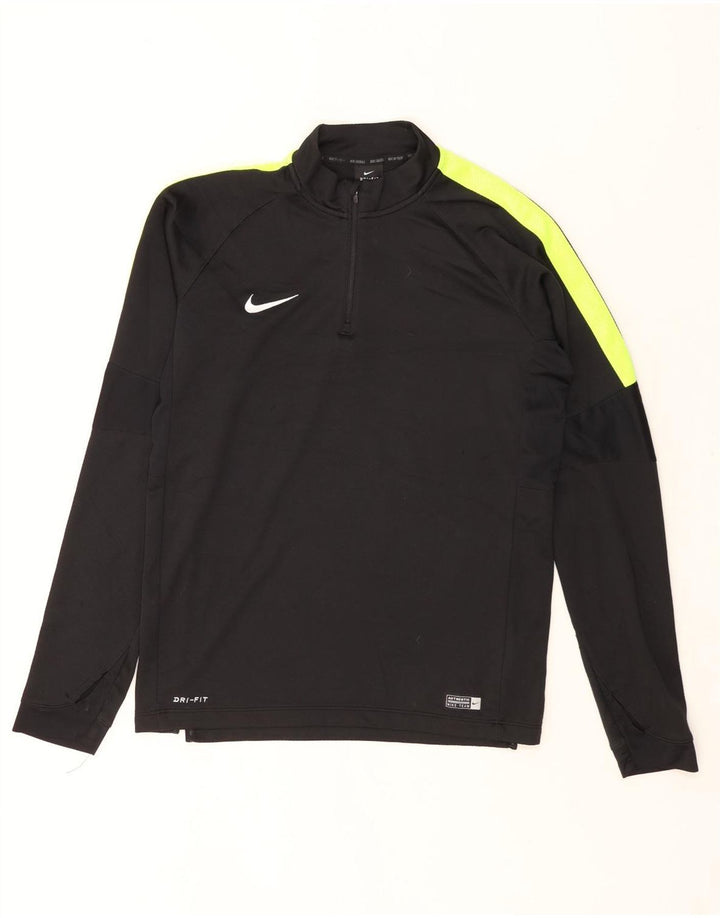 Nike Mens Dri Fit Zip Neck Pullover Tracksuit Top Medium Black Colourblock