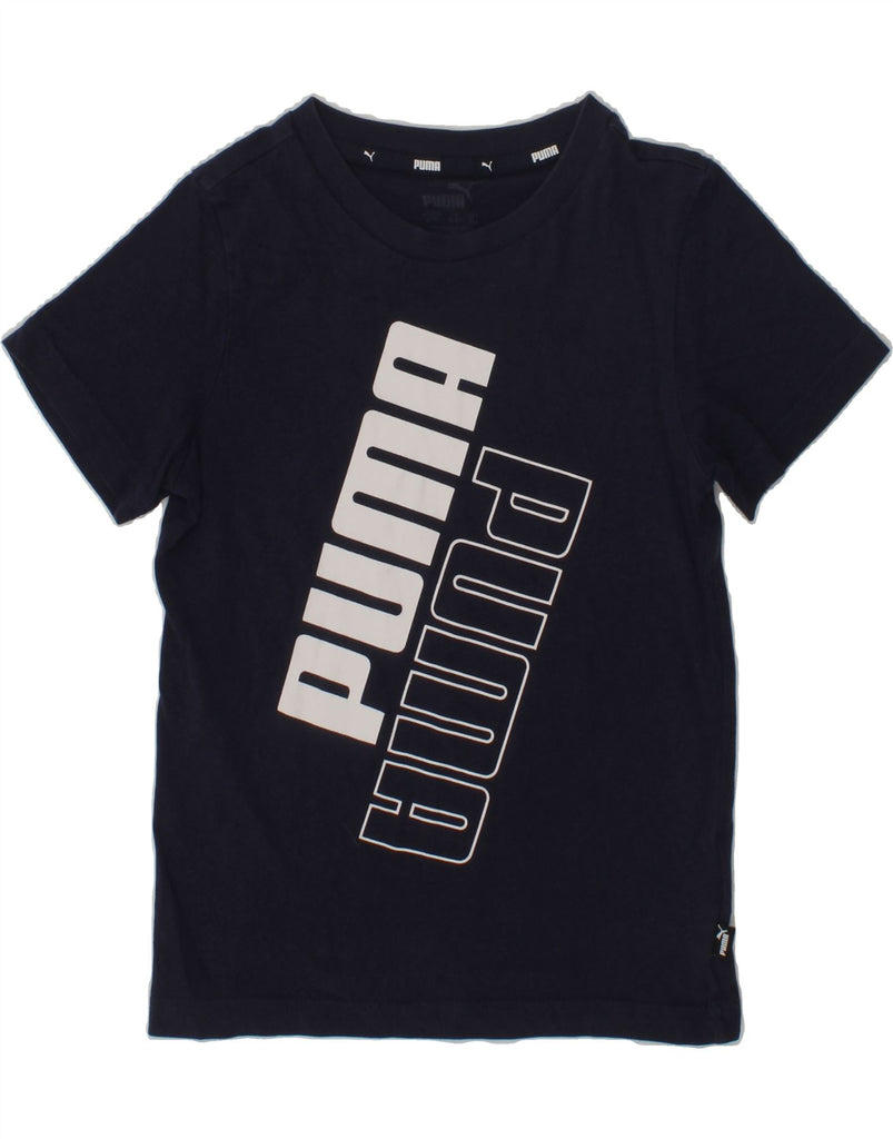 PUMA Boys Graphic T-Shirt Top 5-6 Years Navy Blue Cotton | Vintage Puma | Thrift | Second-Hand Puma | Used Clothing | Messina Hembry 