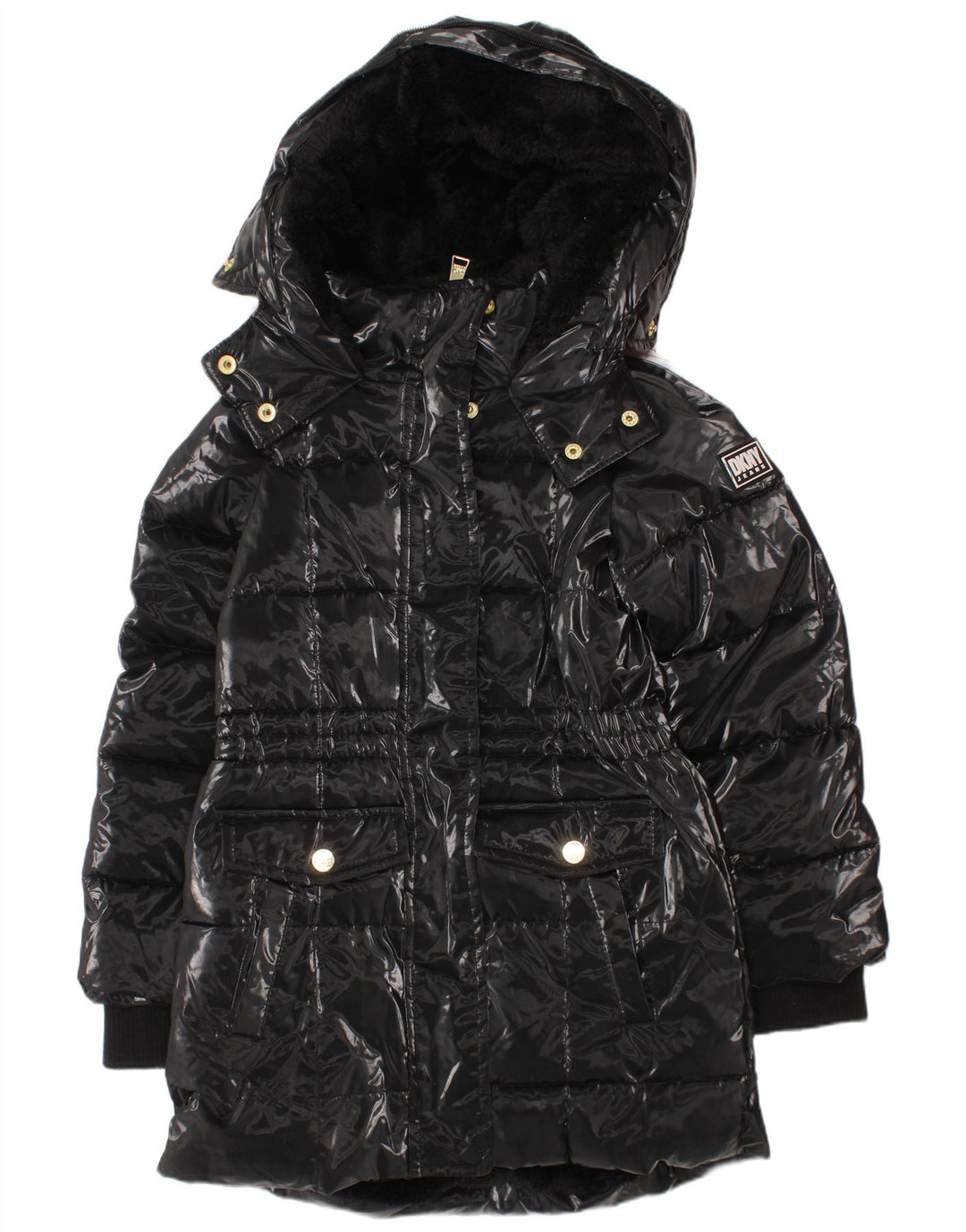 Dkny Girls Hooded Padded Coat 3-4 Years Black Polyamide