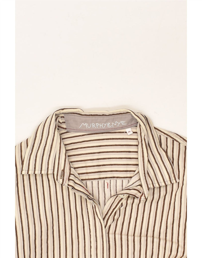 MURPHY & NYE Womens Shirt UK 18 XL Brown Pinstripe Cotton | Vintage Murphy & Nye | Thrift | Second-Hand Murphy & Nye | Used Clothing | Messina Hembry 