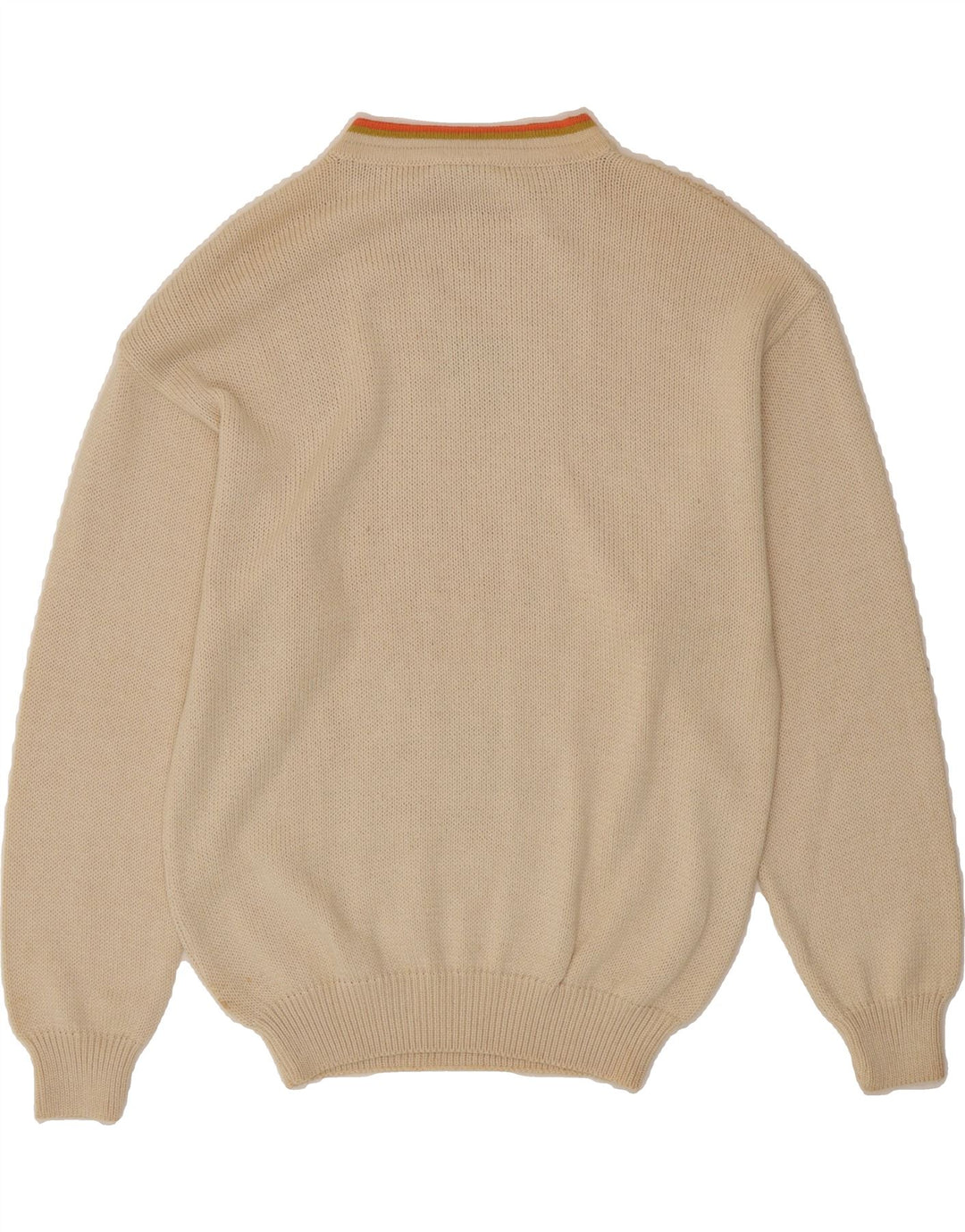 ALCATRAZ Womens Crew Neck Jumper Sweater UK 14 Medium Beige Argyle/Diamond Vintage Alcatraz and Second-Hand Alcatraz from Messina Hembry 