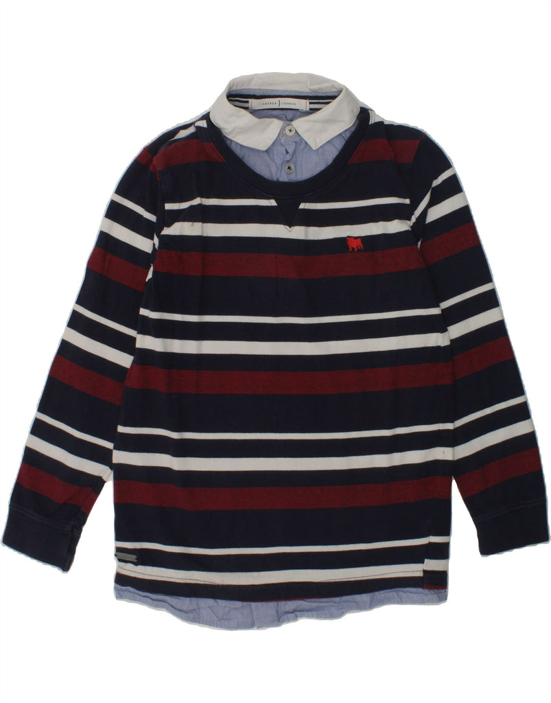 JASPER CONRAN Boys Polo Neck Jumper Sweater 9-10 Years Navy Blue Striped | Vintage Jasper Conran | Thrift | Second-Hand Jasper Conran | Used Clothing | Messina Hembry 