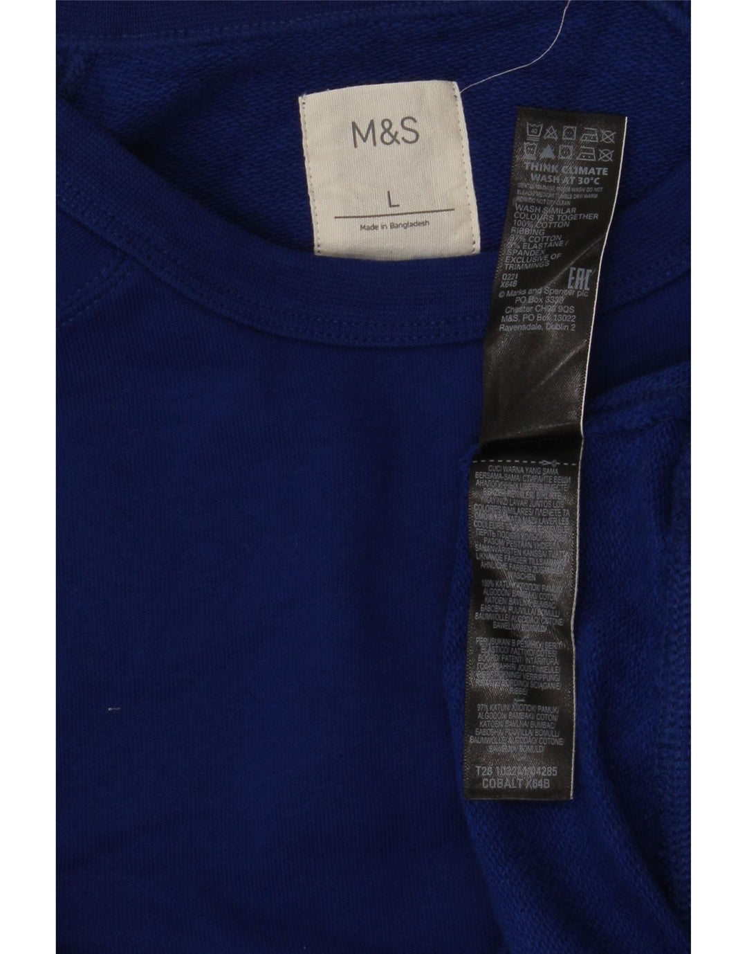 Marks & Spencer Mens Sweatshirt Jumper Large Blue Cotton