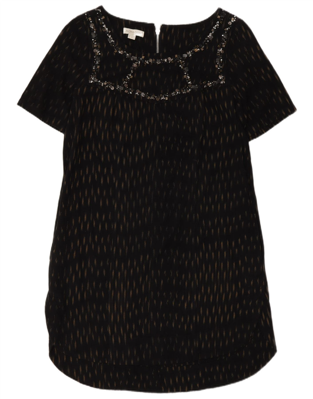 Monsoon Womens Shift Dress UK 12 Medium Black Spotted Cotton