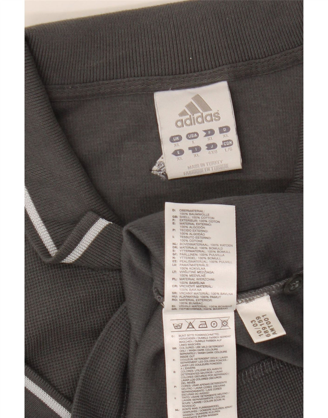 Adidas Mens Polo Shirt XL Grey Cotton