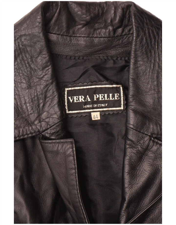 VINTAGE Womens Leather Gilet IT 44 Medium Black Leather