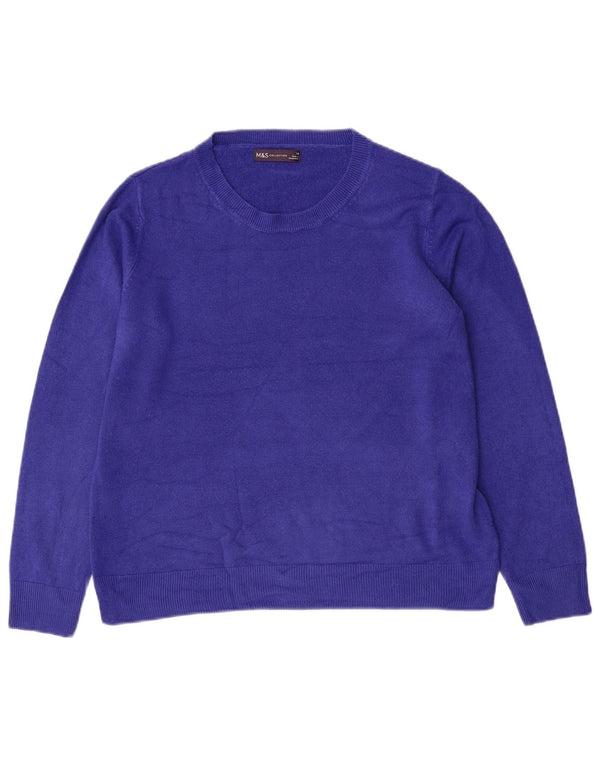 Marks & Spencer Womens Boat Neck Jumper Sweater UK 16 Large Blue Acrylic