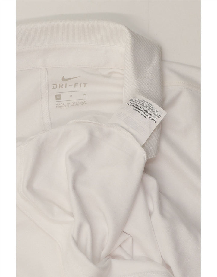 Nike Womens Dri Fit Polo Shirt UK 12 Medium White Polyester