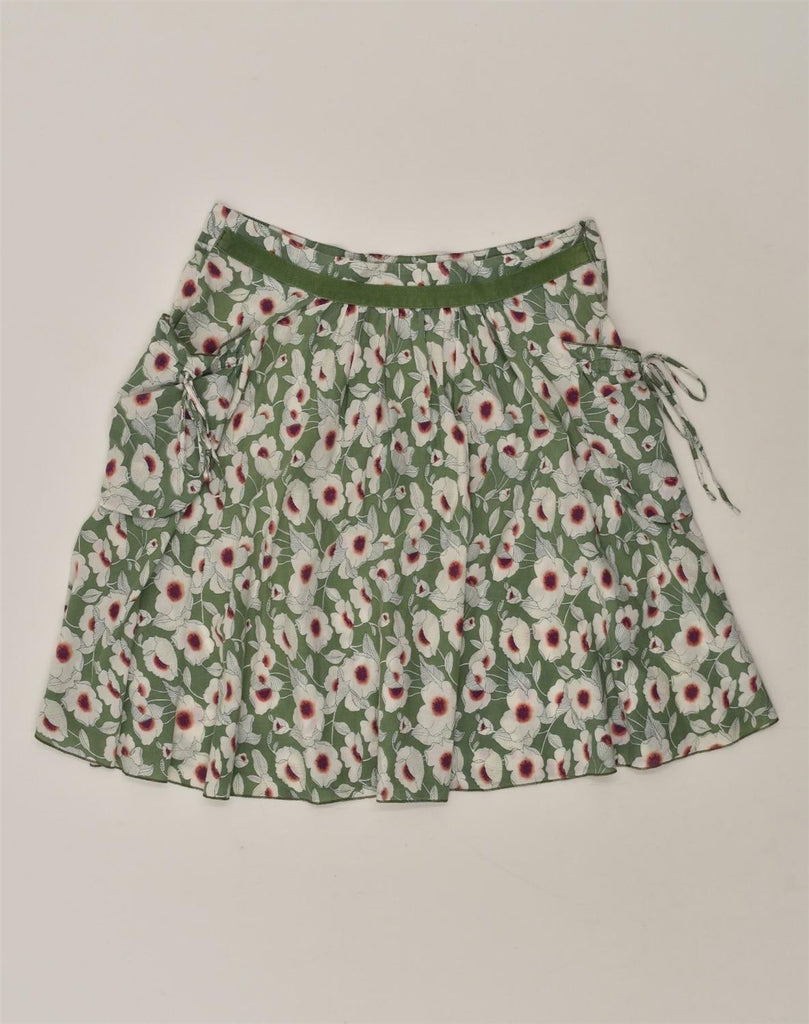 MARLBORO CLASSICS Womens A-Line Skirt W34 Large Green Floral Cotton | Vintage Marlboro Classics | Thrift | Second-Hand Marlboro Classics | Used Clothing | Messina Hembry 