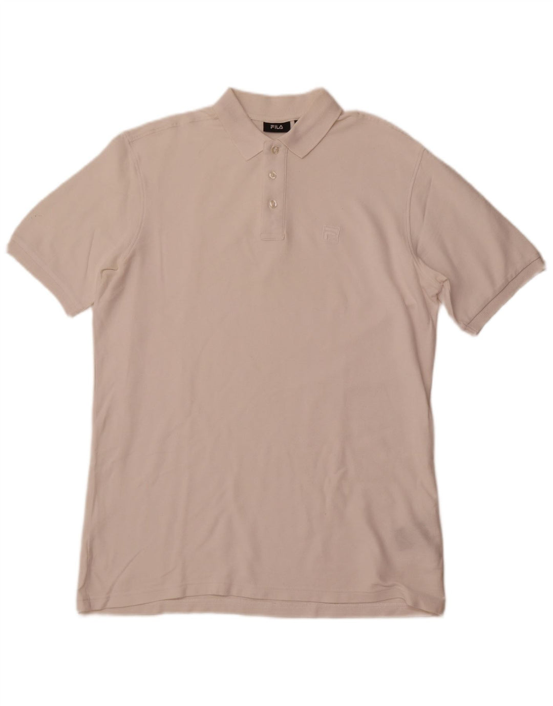 FILA Mens Polo Shirt XL Off White Cotton