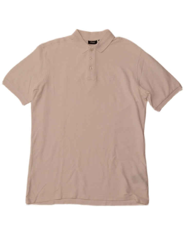 FILA Mens Polo Shirt XL Off White Cotton