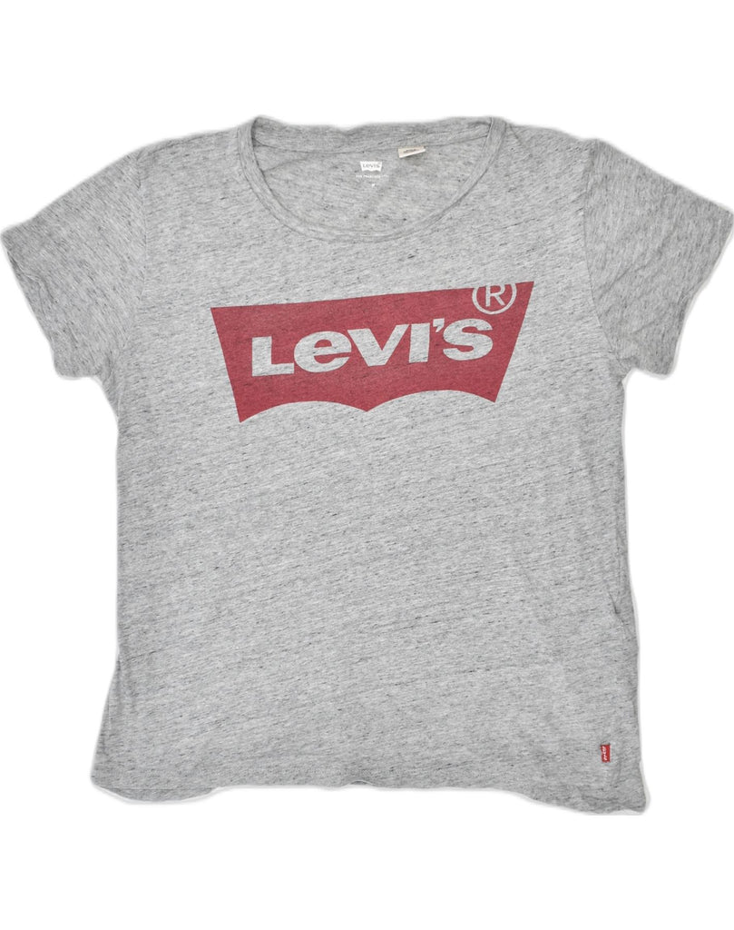 LEVI'S Womens Graphic T-Shirt Top UK 12 Medium Grey Cotton | Vintage | Thrift | Second-Hand | Used Clothing | Messina Hembry 