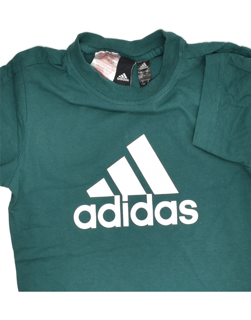 ADIDAS Boys Graphic T-Shirt Top 7-8 Years Green Cotton | Vintage Adidas | Thrift | Second-Hand Adidas | Used Clothing | Messina Hembry 